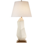 Bayliss Table Lamp - White Leather Ceramic / Linen