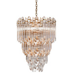 Adele Waterfall Chandelier - Hand-Rubbed Antique Brass / Clear