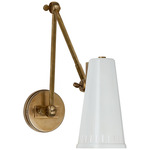 Antonio Adjustable Wall Light - Hand Rubbed Antique Brass / Antique White