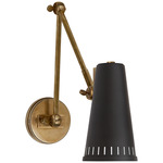 Antonio Adjustable Wall Light - Hand-Rubbed Antique Brass / Black