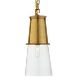 Robinson Small Pendant - Hand-Rubbed Antique Brass / Clear