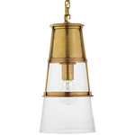 Robinson Medium Pendant - Hand-Rubbed Antique Brass / Clear