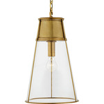 Robinson Large Pendant - Hand-Rubbed Antique Brass / Clear