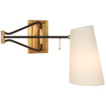 Keil Swing Arm Wall Sconce - Hand-Rubbed Antique Brass / Black / Linen