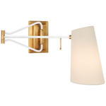 Keil Swing Arm Wall Sconce - Hand-Rubbed Antique Brass / White / Linen