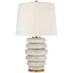 Phoebe Table Lamp - Antiqued White Ceramic / Linen