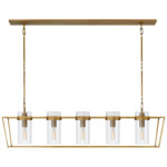 Presidio Linear Pendant - Hand-Rubbed Antique Brass / Clear