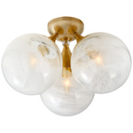 Cristol Triple Ceiling Light - Hand Rubbed Antique Brass / White Strie