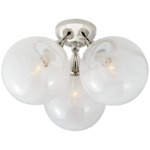 Cristol Triple Ceiling Light - Polished Nickel / White Strie