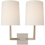 Ojai Double Wall Sconce - Polished Nickel / Linen