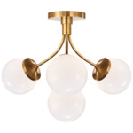 Prescott Semi Flush Ceiling Light - Soft Brass / White