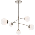 Prescott Convertible Chandelier - Polished Nickel / White