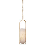 Melange Elongated Pendant - Antique-Burnished Brass / Alabaster