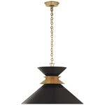 Alborg Wide Pendant - Matte Black / Antique Burnished Brass