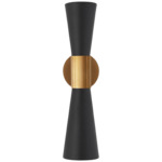 Clarkson Narrow Wall Sconce - Hand-Rubbed Antique Brass / Black