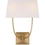 Venini Double Wall Sconce - Antique-Burnished Brass / Linen