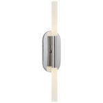 Rousseau Dual Tube Bathroom Vanity Light - Polished Nickel / Etched Crystal