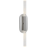 Rousseau Dual Tube Bathroom Vanity Light - Polished Nickel / Seeded Glass