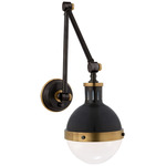 Hicks Swing Arm Wall Light - Bronze / Hand-Rubbed Antique Brass / White
