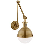Hicks Swing Arm Wall Light - Hand Rubbed Antique Brass / White