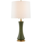 Elena Table Lamp - Emerald / Linen