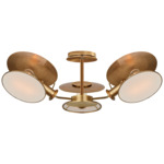 Osiris Semi Flush Ceiling Light - Hand-Rubbed Antique Brass / Linen