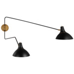 Charlton Double Arm Plug-in Wall Sconce - Brass / Black