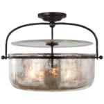 Lorford Lantern Semi Flush Ceiling Light - Aged Iron / Mercury