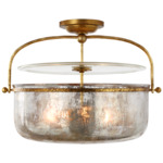 Lorford Lantern Semi Flush Ceiling Light - Gilded Iron / Mercury