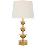 Alberto Triple Table Lamp - Antique Gold Leaf / Linen
