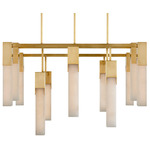 Covet Linear Chandelier - Antique-Burnished Brass / Alabaster