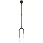 Rousseau Asymmetric Tube Pendant - Bronze / Etched Crystal