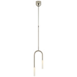 Rousseau Asymmetric Tube Pendant - Polished Nickel / Etched Crystal