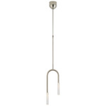 Rousseau Asymmetric Tube Pendant - Polished Nickel / Seeded Glass