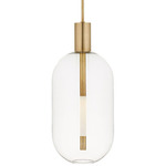 Nye Tall Pendant - Antique-Burnished Brass / Clear