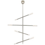 Rousseau Tall Articulating Tube Chandelier - Polished Nickel / Seeded Glass