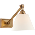 Jane Library Plug-in Wall Sconce - Hand-Rubbed Antique Brass / Linen