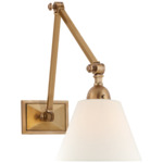 Jane Library Plug-in Wall Sconce - Hand-Rubbed Antique Brass / Linen