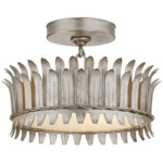 Leslie Semi Flush Ceiling Light - Burnished Silver Leaf / Frosted