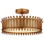 Leslie Semi Flush Ceiling Light - Gilded Iron / Frosted