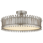 Leslie Semi Flush Ceiling Light - Burnished Silver Leaf / Frosted