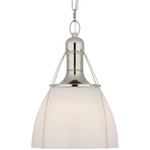 Prestwick Pendant - Polished Nickel / White