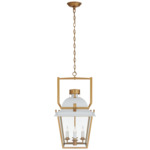 Coventry Lantern Outdoor Pendant - Antique-Burnished Brass / White