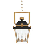 Coventry Lantern Outdoor Pendant - Antique-Burnished Brass / Black
