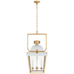 Coventry Lantern Outdoor Pendant - Antique-Burnished Brass / White
