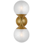 Cristol Double Wall Sconce - Hand Rubbed Antique Brass / White Strie