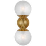 Cristol Double Wall Sconce - Hand-Rubbed Antique Brass / White Strie