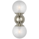 Cristol Double Wall Sconce - Polished Nickel / White Strie