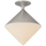 Sarnen Semi Flush Ceiling Light - Burnished Silver Leaf / White