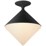 Sarnen Semi Flush Ceiling Light - Matte Black / White